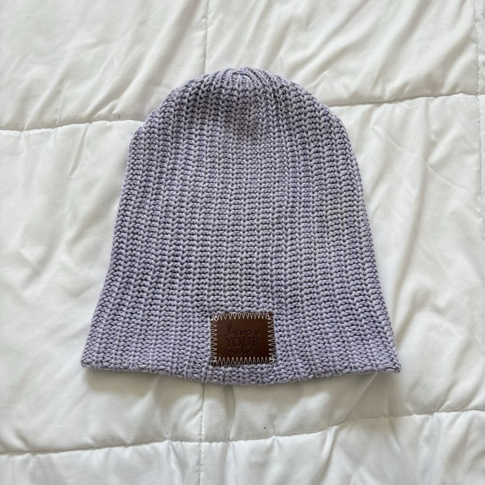 Womens Love Your Melon Purple Beanie Hat Winter Knit 100% Cotton Classic City